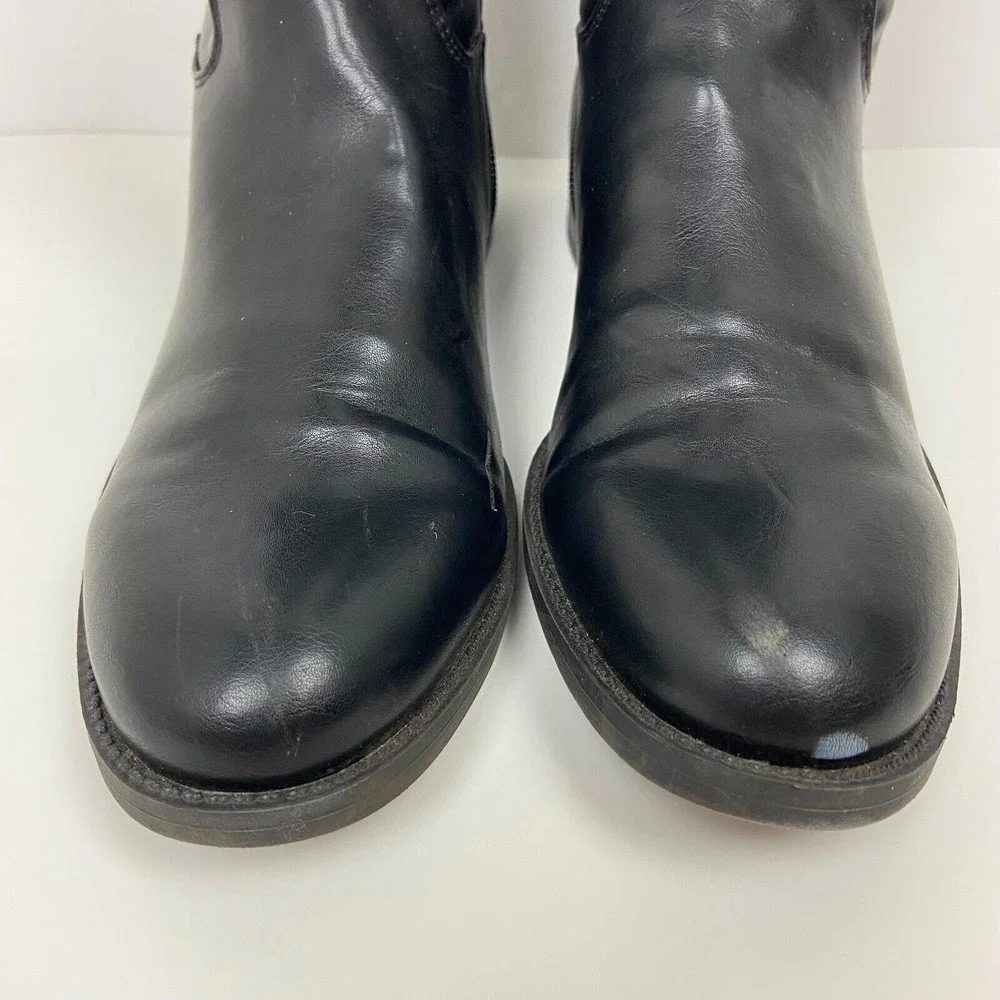 Tommy Hilfiger Black and Brown Over-the-Knee Leather Boots